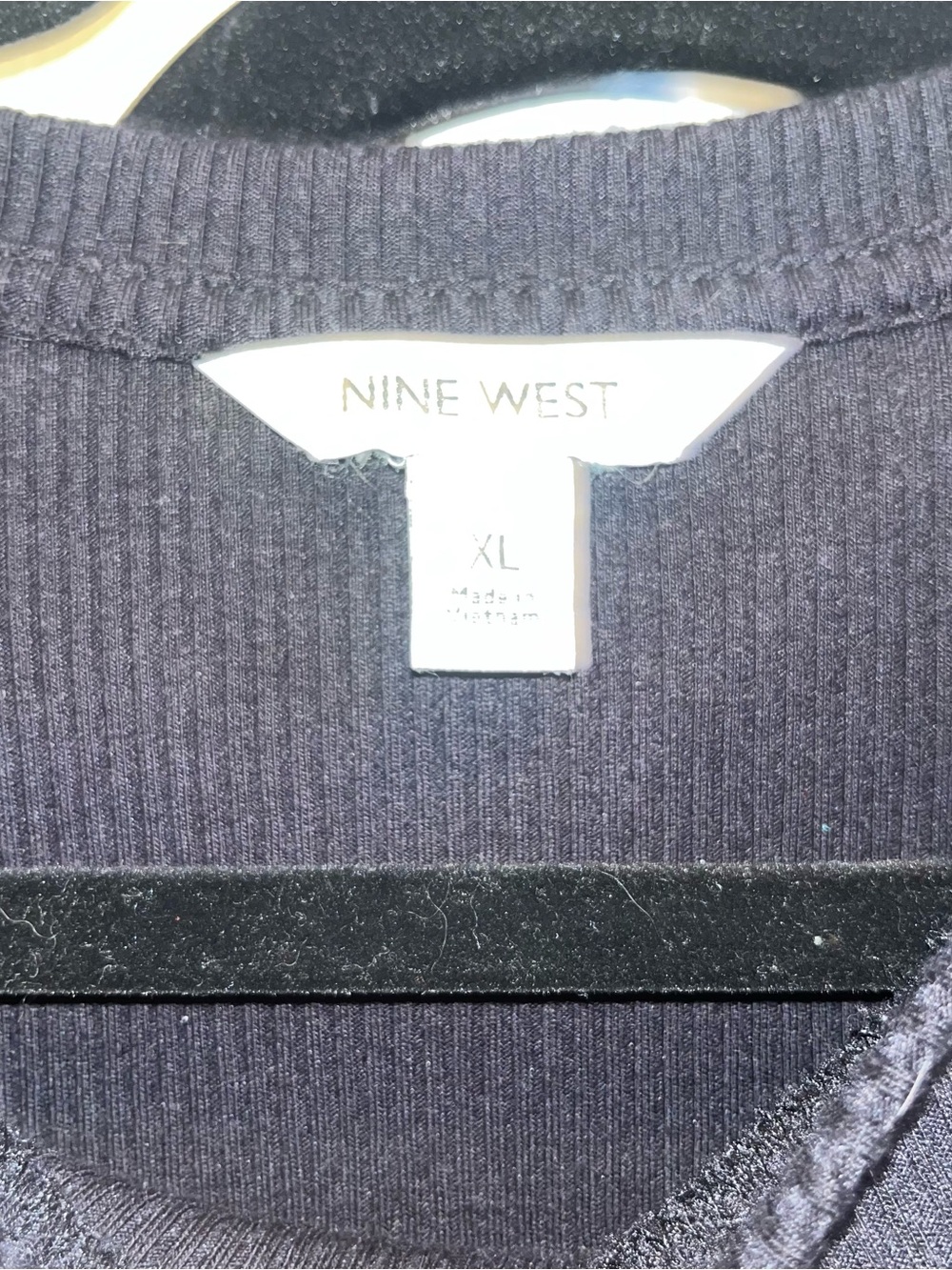 Nine West Black Ribbed Tank with Ruffle Trim - Picture 2 of 2